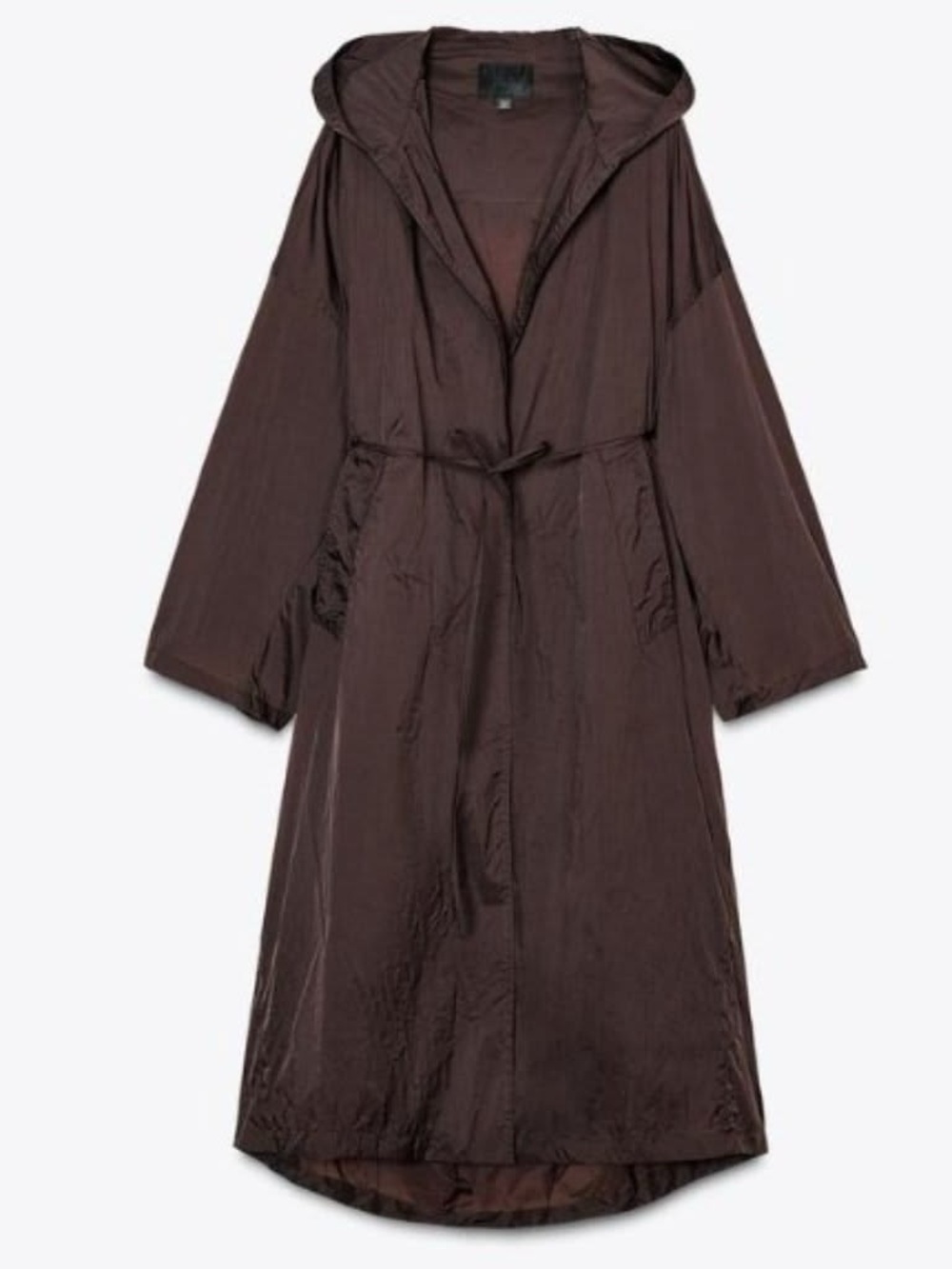 Zara Hooded Long water resistant Trench Coat in Dark Brown